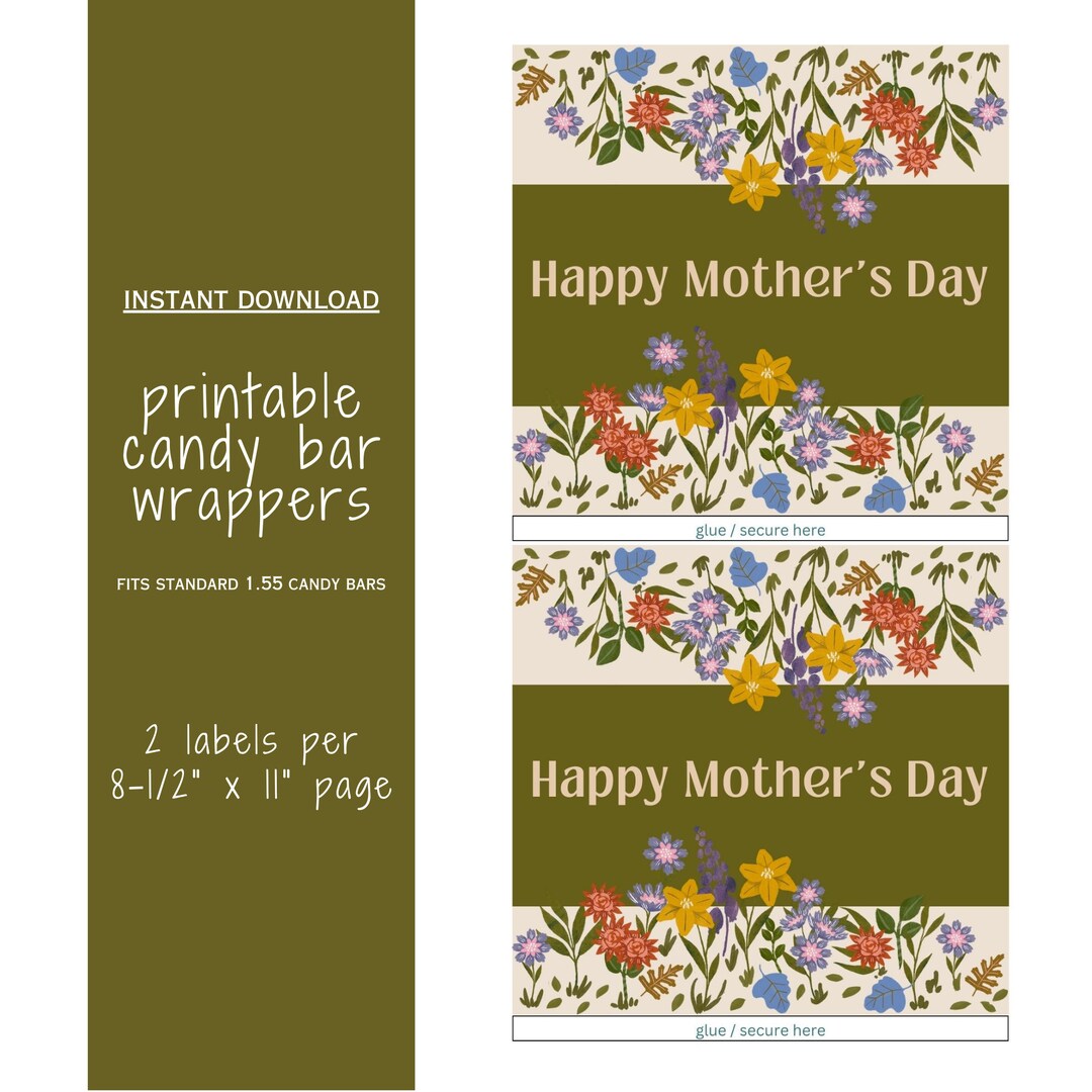Mother's Day Chocolate Bar Wrapper Printable Candy Wrapper Mother's Day ...