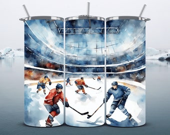 Sublimation Ice Hockey Tumbler Wrap - Digital Download - Watercolor Art