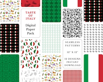 Pacchetto di carta digitale a tema Italia: modelli di album senza soluzione di continuità (download immediato)