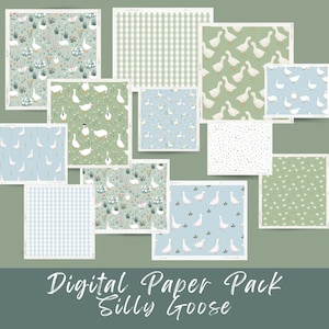 Goose digital paper pack | goose themed baby shower | geese backgrounds | goose and daisy patterns | geese printable