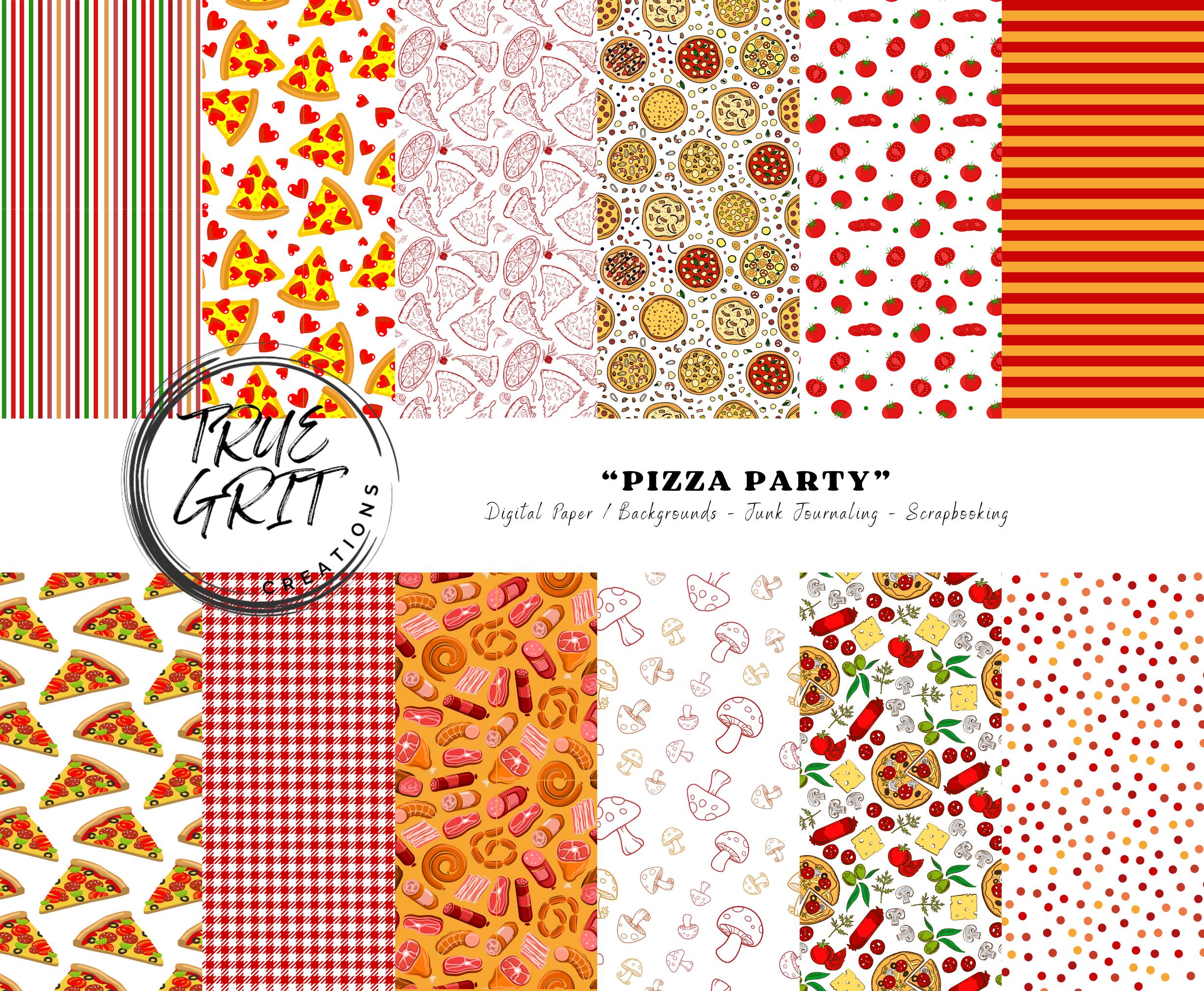 Pizza Checkers Pattern Pizza Party Digital Paper Pack: 12 Seamless Patterns (digital Download ...