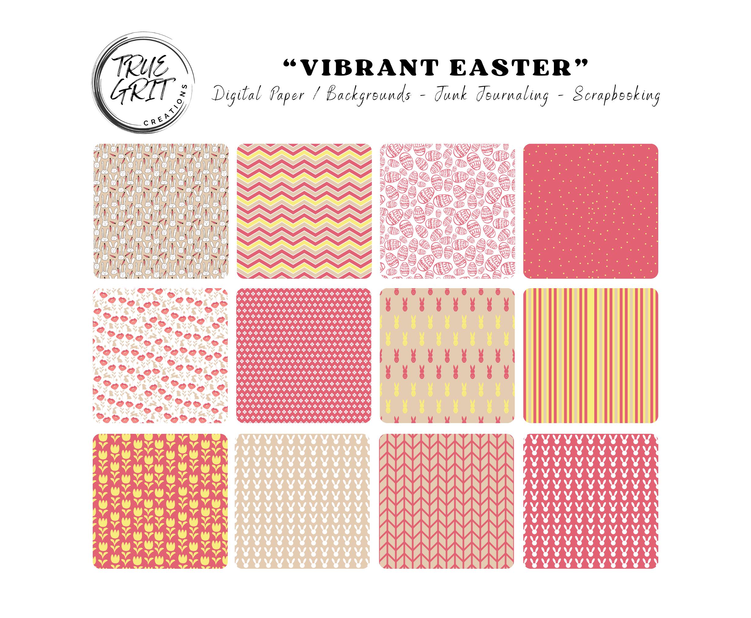Easter Digital Paper Pack: Bunny & Egg Scrapbook Backgrounds (digital ...
