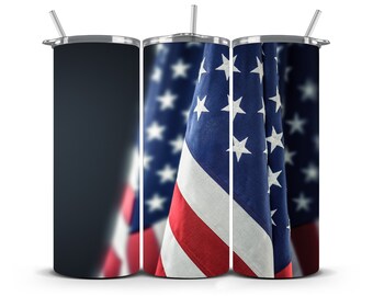 USA Flag 20 oz Skinny Tumbler Wrap: Patriotic Design (Digital Download)