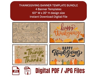 Thanksgiving Banner Templates: Painted Paper Signs (Digital Download)