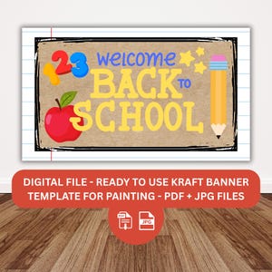 Painted banner template Back to School Banner Pattern Banner Mockup Digital Download Banner Idea Classroom Decor