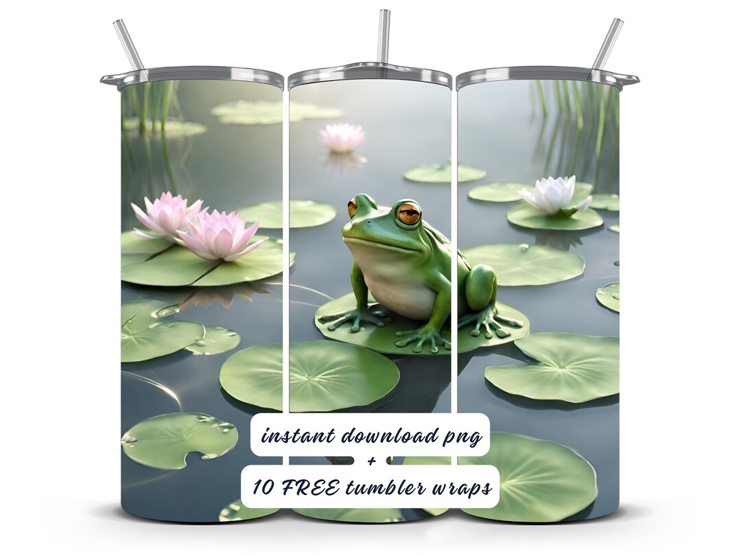 Frog Tumbler Wrap Png, 3D Tumbler Wrap, Cute Frog Sublimation Design ...