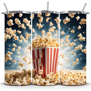 Popcorn Lover 20oz Tumbler Wrap: Sublimation Design (PNG Digital Download)