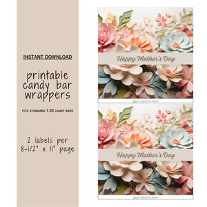 Muttertag Schokoriegel Verpackung: Druckbares Schokoladenetikett (Digitaler Download)