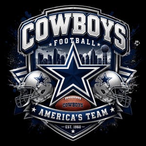 Dallas Cowboys Football Logo PNG | Cowboy Style Sports Graphic | Game Day Shirt Design | Digital Download | Sublimation PNG