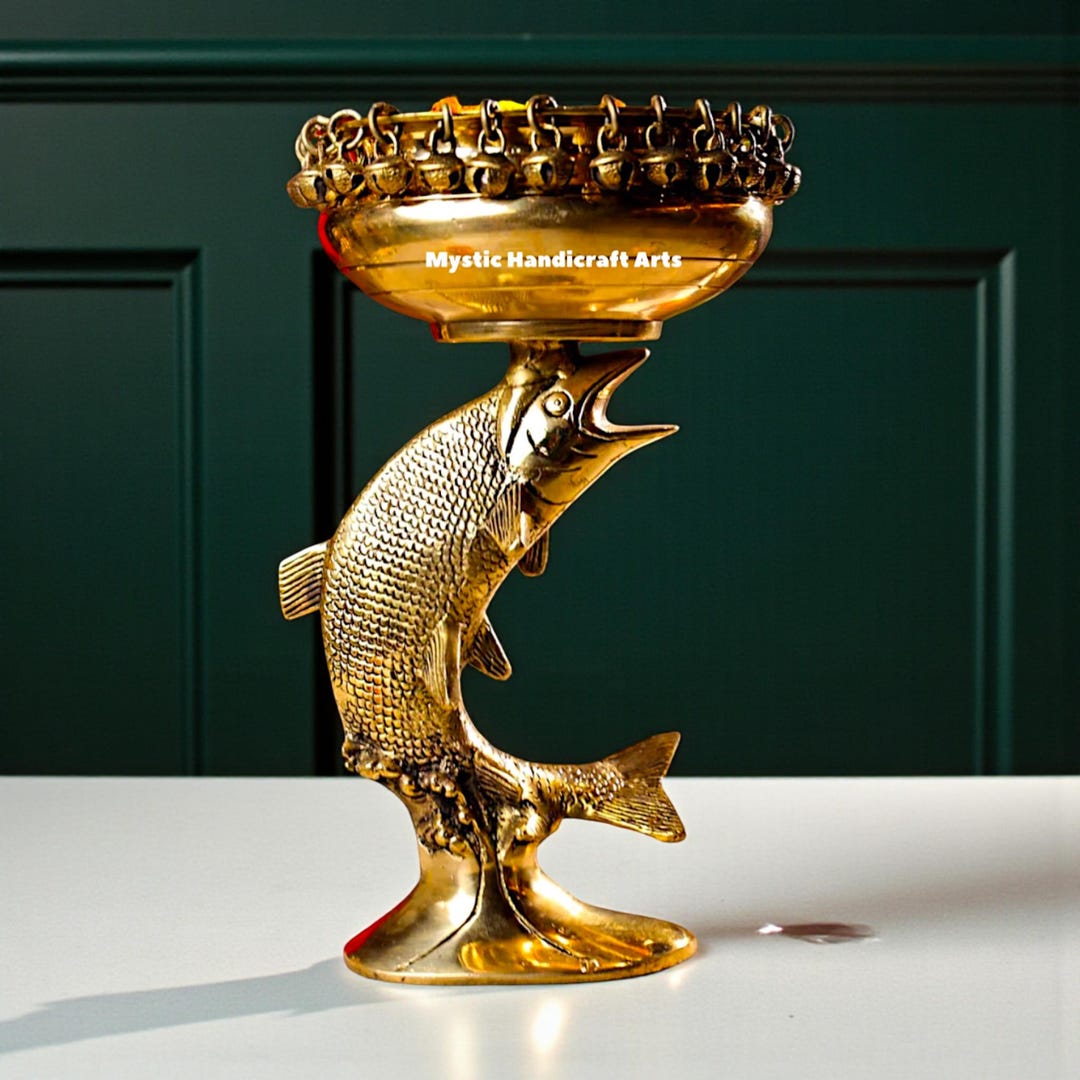 Brass Fish Urli With Bells | 28 Cm Handcrafted Indian Pooja Bowl Decor ...