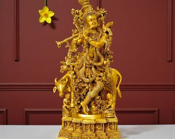Estatua de latón de Venugopala / 71 cm Señor Krishna tocando la flauta