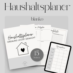 Digitaler Planer, blanko, Haushaltsbuch, Haushaltsliste, Haushaltsplaner, Budget, Wochenplaner, Monatsplaner, Putzplan, Adhs Planer