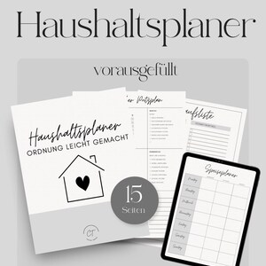 Digitaler Planer, Haushaltsplaner, vorausgefüllt, Haushaltsbuch, Haushaltsliste, Budget, Wochenplaner, Monatsplaner, Putzplan, Adhs Planer