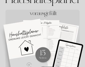 Digital planner, household planner, pre-filled, household book, household list, budget, weekly planner, monthly planner, cleaning schedule, ADHD planner