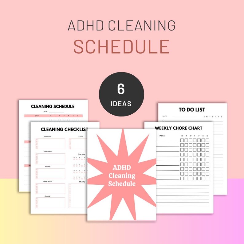 Editable ADHD Cleaning Schedule Printable, Daily & Weekly Chore Chart ...