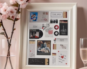 Editable Matchbook Poster Canva Template DIY Anniversary Gift for Couples | Romantic Matchbox Memory Collage Wall Art Printable