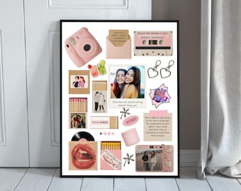 Bestie Matchbook Memory Collage | Editable Canva Template Gift | Cute Printable Poster for Sister & Best Friend