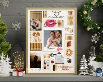 Matchbook Poster Template, Custom Matchbox Art Collage, Editable Canva Wall Art, Personalized Anniversary Gift for Couples, Digital Download