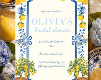 Invitation pour une fête prénuptiale sur le thème du citron - Modèle Canva modifiable | Téléchargement instantané