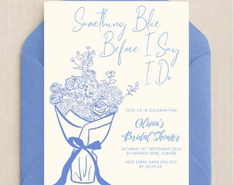 Faire-part de douche nuptiale modifiable - « Something Blue Before I Say I Do »