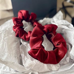 Silk Scrunchie Set: Red shadows, Upcycled Fabric Hair Ties.