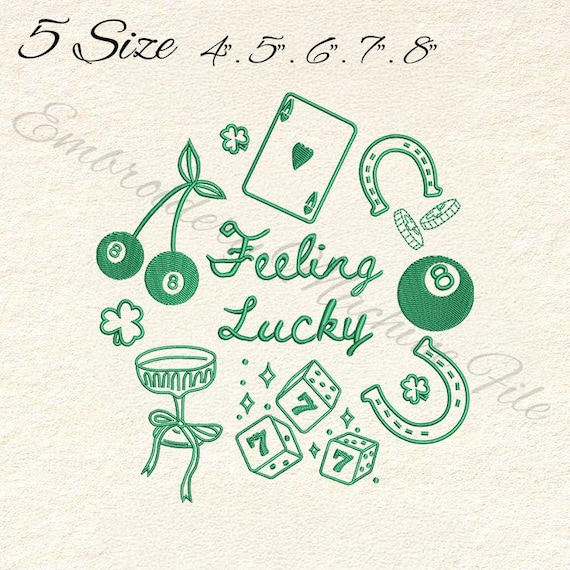 Feeling Lucky Machine Embroidery File, St Patricks Day Digital, Instant Download