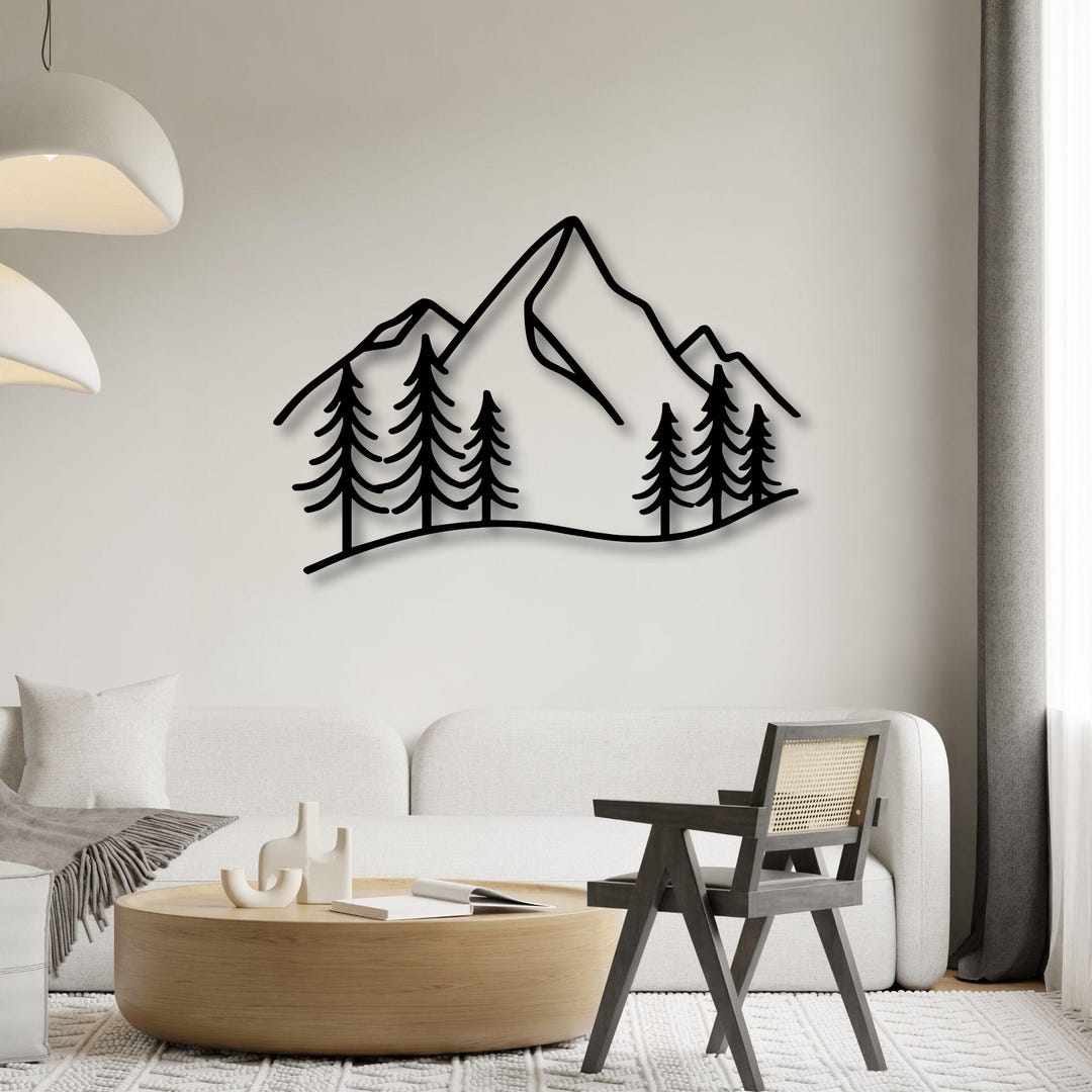 Mountain Metal Wall Art, Forest Wall Decor, Nature Landscape Metal Wall ...