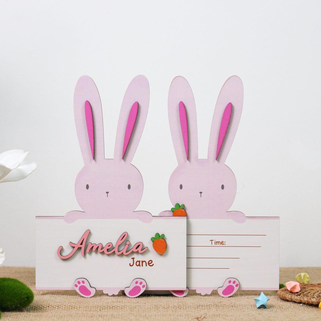 Name Sign For Rabbit Personalized Bunny Name Sign for Kids Room, Custom Wooden Rabbit ...