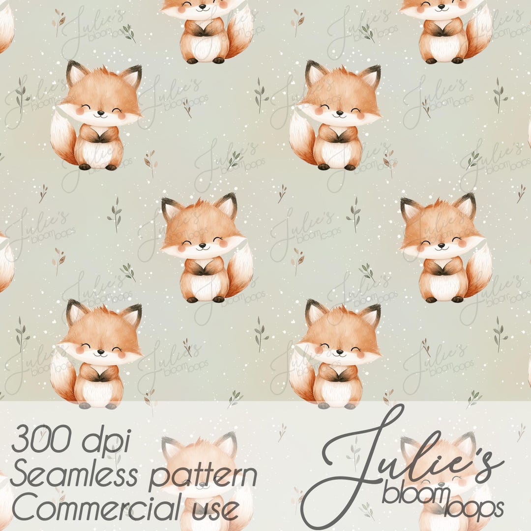 Cute Watercolor Fox Woodland Forest - Seamless Pattern Nursery ...