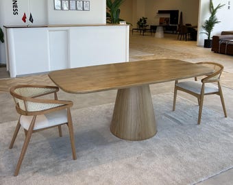 Mesa de comedor rectangular moderna – Mesa de madera maciza hecha a mano – Diseño minimalista contemporáneo – Acabado personalizado