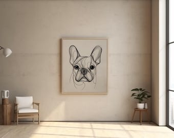 French Bulldog Line Art Print | Minimalist Pet Portrait (Digital Download)