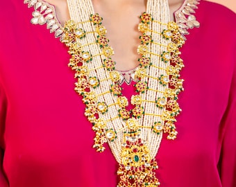 Lange Kundan-kettingset – vergulde traditionele Indiase sieraden