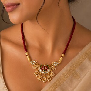 Handgefertigtes Rubin Rot Kundan Choker Halskette Ohrringe Set, Indischer Brautschmuck