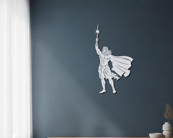 Greek God Metal Wall Art, Zeus Sculpture Wall Hanging, Ancient Mythology Decor, Lightning God Modern Metal Art Home Decoration