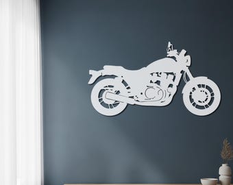 Motorrad-Metallwand-Kunst, Motorrad-Wanddekor für Garage, Mannhöhlen-Dekor, Biker-Geschenk, Cafe Racer-Metallschild, Motorrad-Wohnkultur