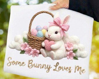 Conejito de Pascua con bordado falso (descarga digital)