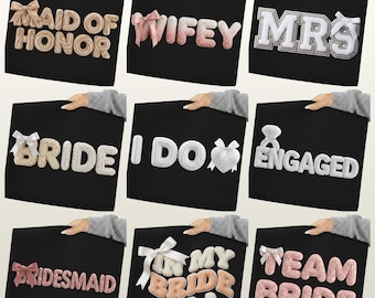 Paquete PNG de novia, bordado falso para esposa, dama de honor y despedida de soltera (descarga digital)