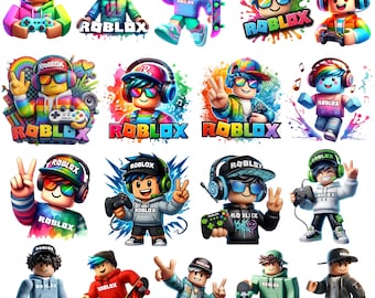 Imágenes prediseñadas de personajes inspirados en Roblox / Pegatinas de jugador (descarga digital)