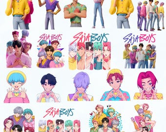 Saja Boys K-Pop PNG Bundle, Anime Idol Group (Digital Download)