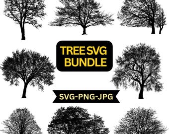 Realistic Tree Silhouette SVG Bundle | Forest Cut Files (Digital Download)
