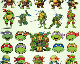 Paquete de imágenes prediseñadas de Tortugas Ninja / Vector de superhéroe (descarga digital)