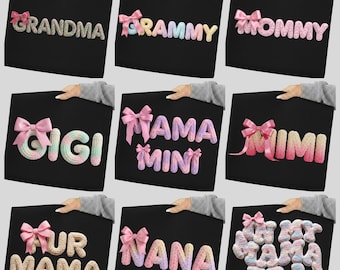 Paquete de imágenes PNG para el Día de la Madre, lazos coquetos de hilo sintético, diseños para sublimación (descarga digital)