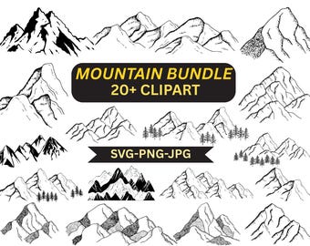 Mountain SVG Bundle | Hand-Drawn Nature Clipart (svg, png, jpg)