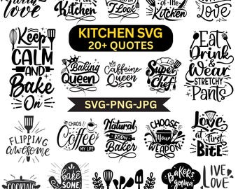 Funny Kitchen Quotes SVG Bundle | Baking Clipart (Digital Download)