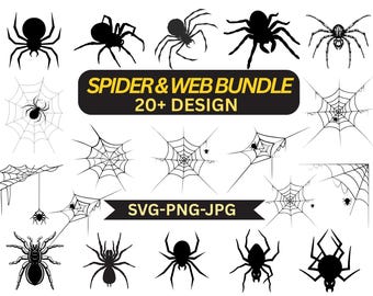 Paquete SVG de telaraña / Clipart de araña de Halloween (Descarga digital)