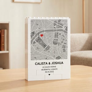 Personalized Map Gift for Couples, Custom Location & Coordinates Blocks, Where We Met Gift, Anniversary Keepsake