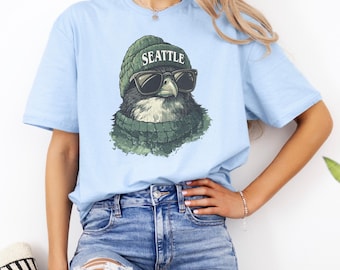 Seattle Football Crewneck Tshirt, Seattle Mascot Shirt, Vintage Sports Fan Apparel, Trendy Game Day Gift, Seattle Football Fan Tee