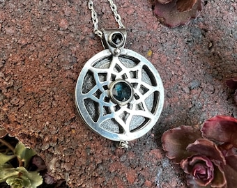 Teal Moss Agate Swinging Locket Pendant