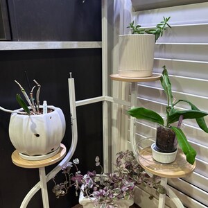 6-Tier Wood & Metal Corner Plant Stand with L-shaped Base | Plant Stand Indoor | Tiered Plant Stand | Flower Pot Stand | Modern Plant Stand