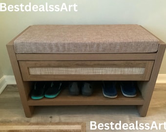 Wooden Shoe Rack Storage Bench | Entryway Shoe Rack | Storage Bench Seat | Small Space Storage | Mudroom Bench | Shoe Cabinet Bench